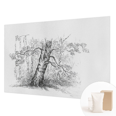 Poster mural panoramique avec un motif d'arbre forestier