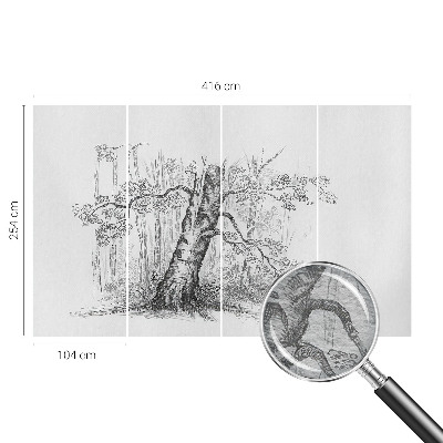 Poster mural panoramique avec un motif d'arbre forestier