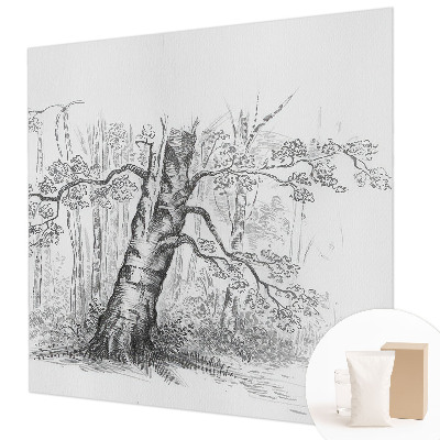 Poster mural panoramique avec un motif d'arbre forestier