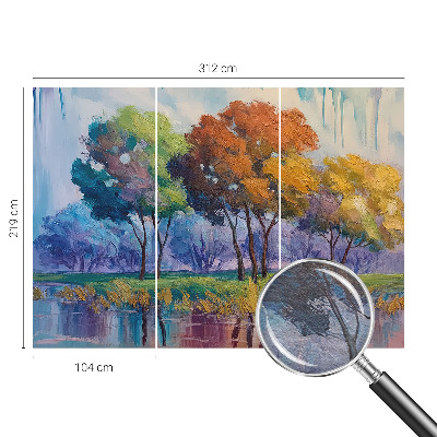 Papier peint panoramique salon avec un motif abstrait d'arbre