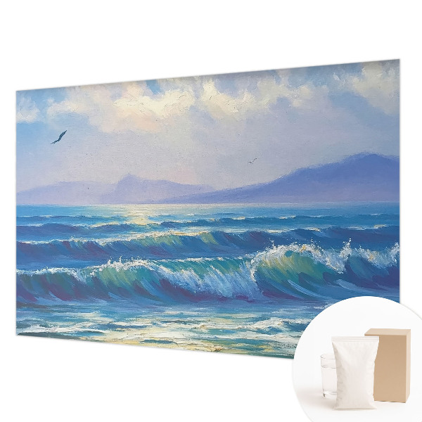 Papier peint panoramique chambre à motif de vagues marines