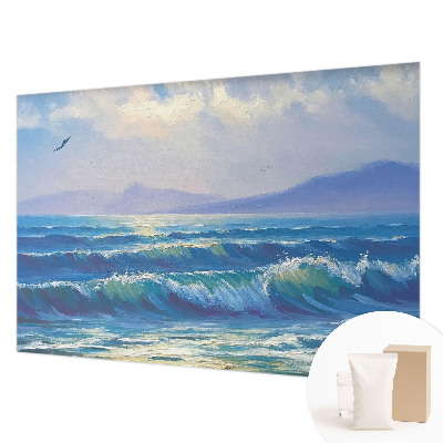 Papier peint panoramique chambre à motif de vagues marines