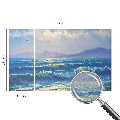 Papier peint panoramique chambre à motif de vagues marines