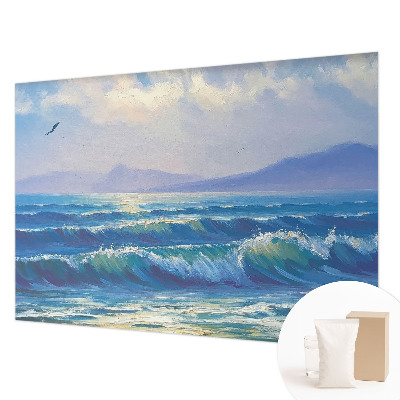 Papier peint panoramique chambre à motif de vagues marines