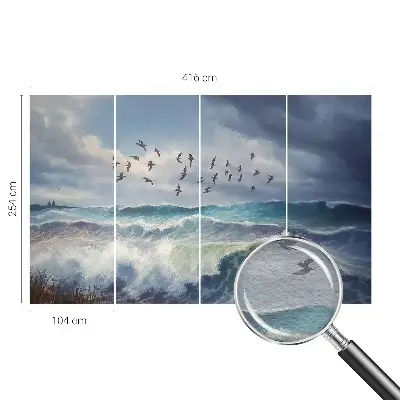Papier peint intissé imprimé vagues de la mer
