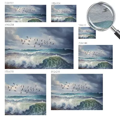 Papier peint intissé imprimé vagues de la mer