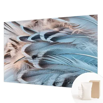 Papier peint photographique intissé Plumes bleues