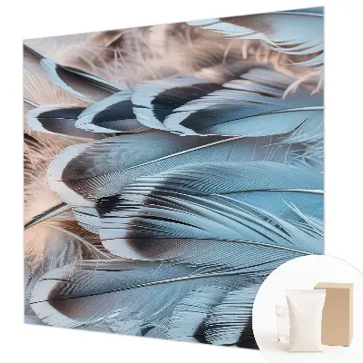 Papier peint photographique intissé Plumes bleues