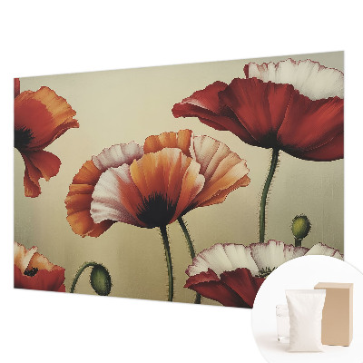 Papier peint photographique salon avec un motif de coquelicots joyeux