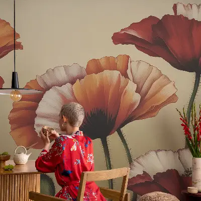 Papier peint photographique sur tissu non tissé Coquelicots joyeux