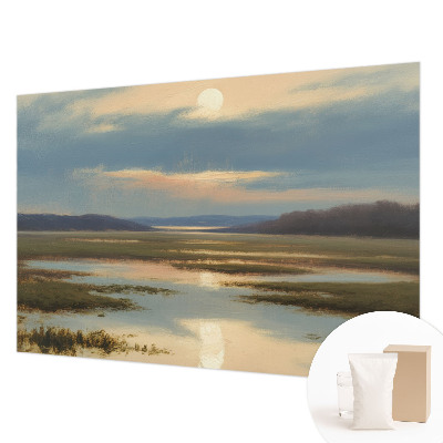 Papier peint salon moderne avec un paysage atmosphérique