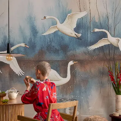 Papier peint photographique sur tissu non tissé Oiseaux en vol