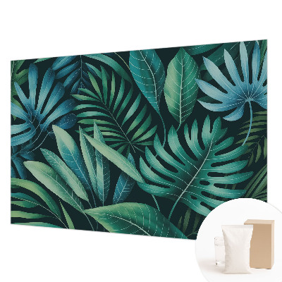 Papier peint panoramique moderne avec un motif de grandes feuilles tropicales