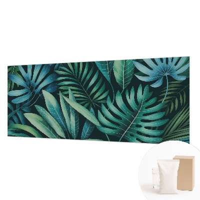 Papier peint panoramique moderne avec un motif de grandes feuilles tropicales