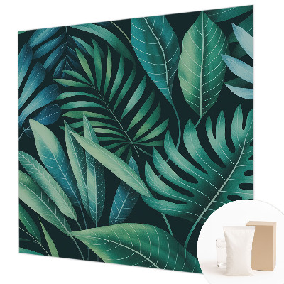 Papier peint panoramique moderne avec un motif de grandes feuilles tropicales