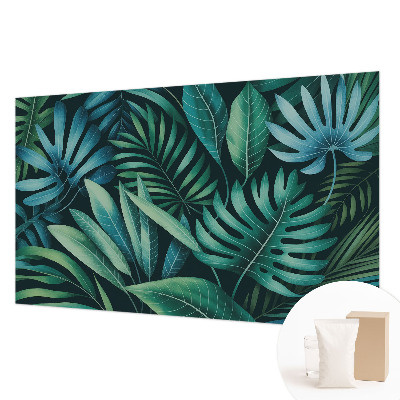 Papier peint panoramique moderne avec un motif de grandes feuilles tropicales