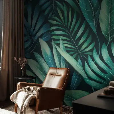 Papier peint intissé imprimé feuilles tropicales