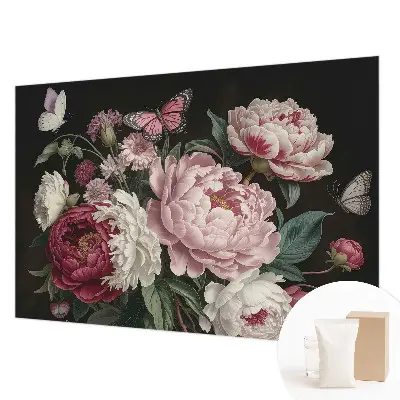 Papier peint photographique sur tissu non tissé Pivoines et papillons