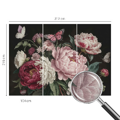 Papier peint salon moderne Pivonky a motýle