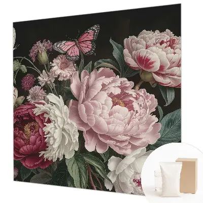 Papier peint photographique sur tissu non tissé Pivoines et papillons