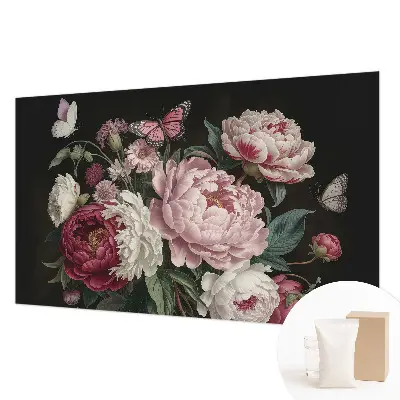Papier peint photographique sur tissu non tissé Pivoines et papillons