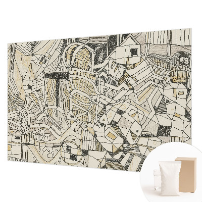 Papier peint panoramique intissé avec un motif géométrique abstrait
