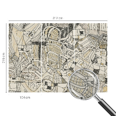Papier peint panoramique intissé avec un motif géométrique abstrait