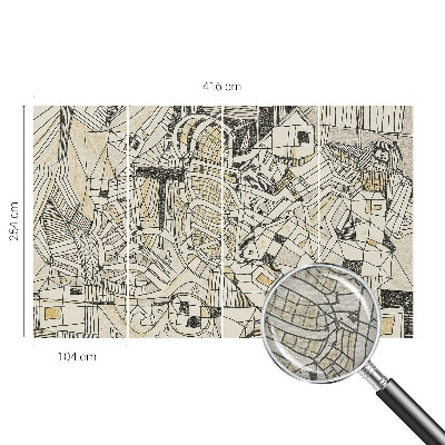 Papier peint panoramique intissé avec un motif géométrique abstrait