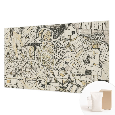 Papier peint panoramique intissé avec un motif géométrique abstrait