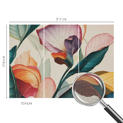 Papier peint panoramique chambre adulte avec des fleurs colorées
