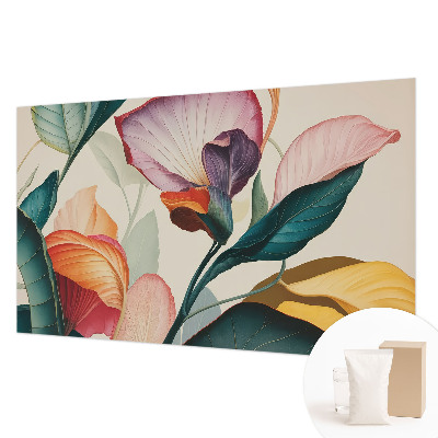 Papier peint panoramique chambre adulte avec des fleurs colorées