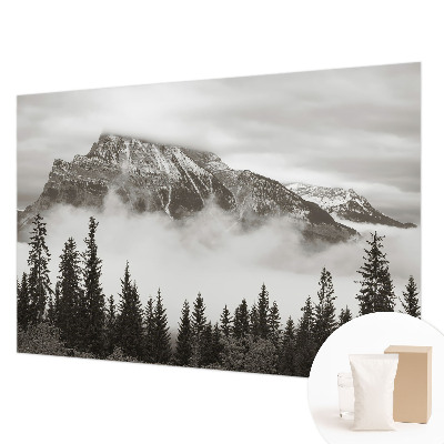 Papier peint photographique salon avec un motif de paysage de montagne