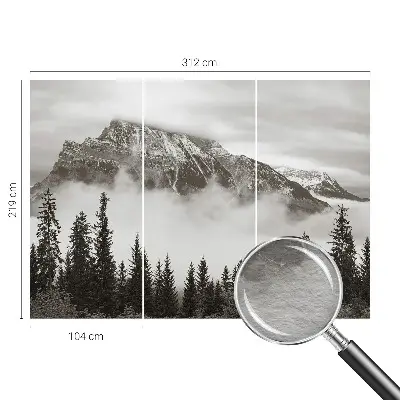 Papier peint photographique salon avec un motif de paysage de montagne