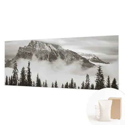 Papier peint photographique salon avec un motif de paysage de montagne