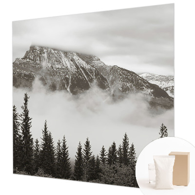 Papier peint photographique salon avec un motif de paysage de montagne