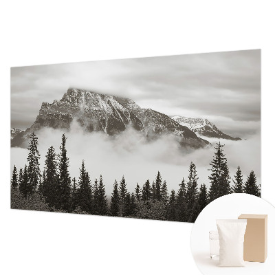 Papier peint photographique salon avec un motif de paysage de montagne