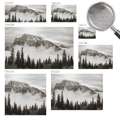 Papier peint photographique salon avec un motif de paysage de montagne