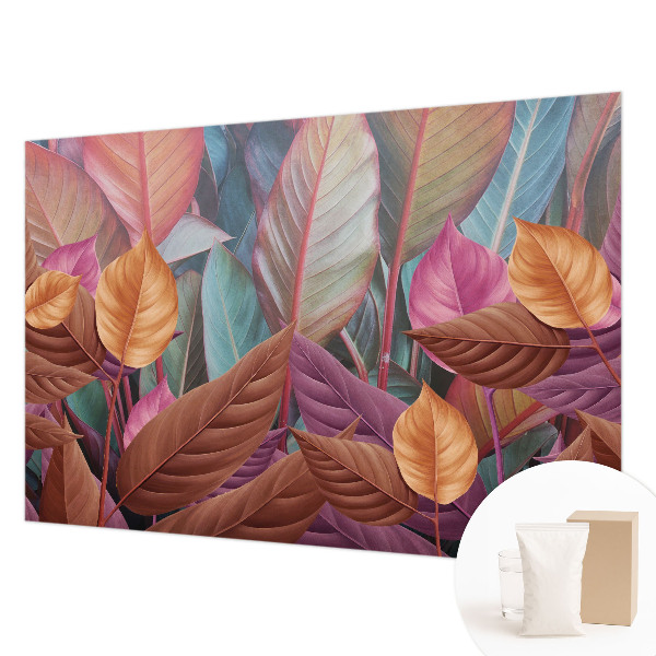 Papier peint photo avec un motif de feuilles colorées