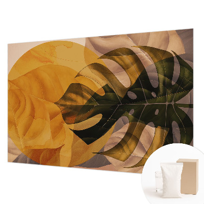 Tapisserie murale avec un motif de feuilles abstraites