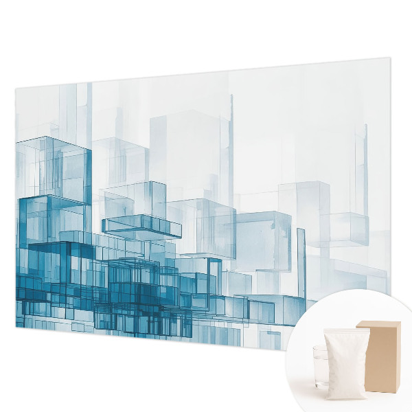 Poster mural panoramique avec un motif de cubes translucides