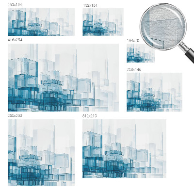 Poster mural panoramique avec un motif de cubes translucides