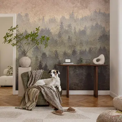 Papier peint photo sur tissu non tissé brouillard forestier