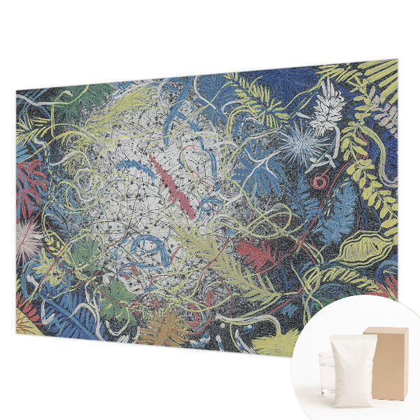 Papier peint photographique salon avec un motif de tourbillons végétaux