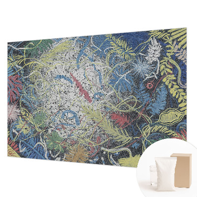 Papier peint photographique salon avec un motif de tourbillons végétaux