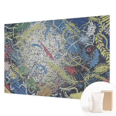 Papier peint photographique salon avec un motif de tourbillons végétaux