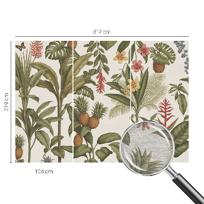 Papier peint salon moderne avec un motif de nature exotique