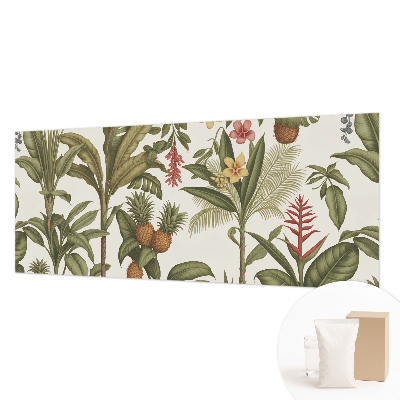 Papier peint salon moderne avec un motif de nature exotique