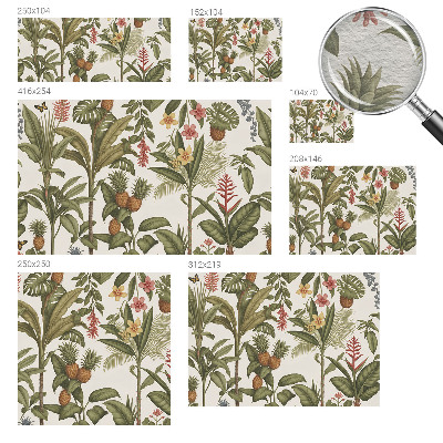 Papier peint salon moderne avec un motif de nature exotique