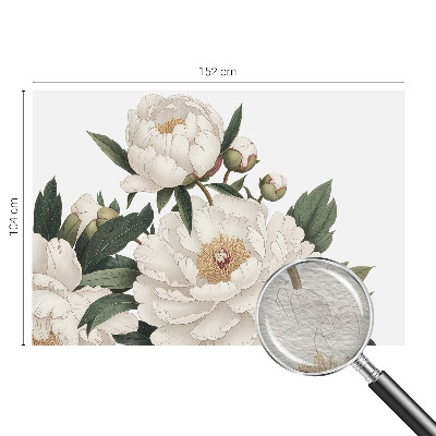 Papier peint panoramique avec motif de pivoines blanches