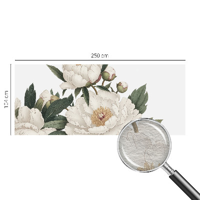 Papier peint panoramique avec motif de pivoines blanches